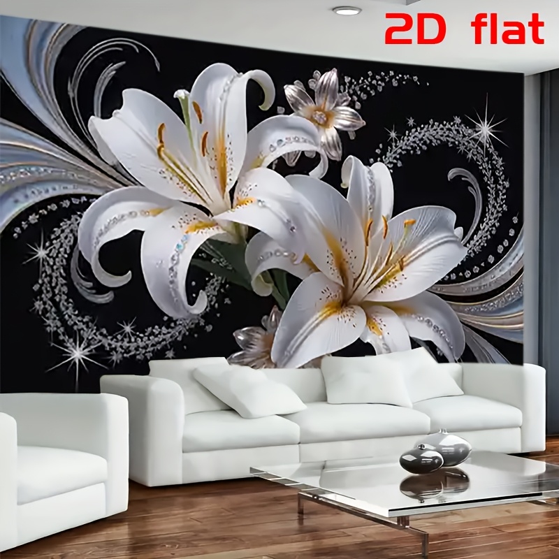 Quiet Luxury Lifestyle - Tapiz floral de lirios blancos de